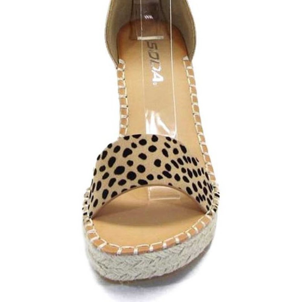 Soda Wedge Cheetah Tan Print Espadrille Sandals - Picture 5 of 7